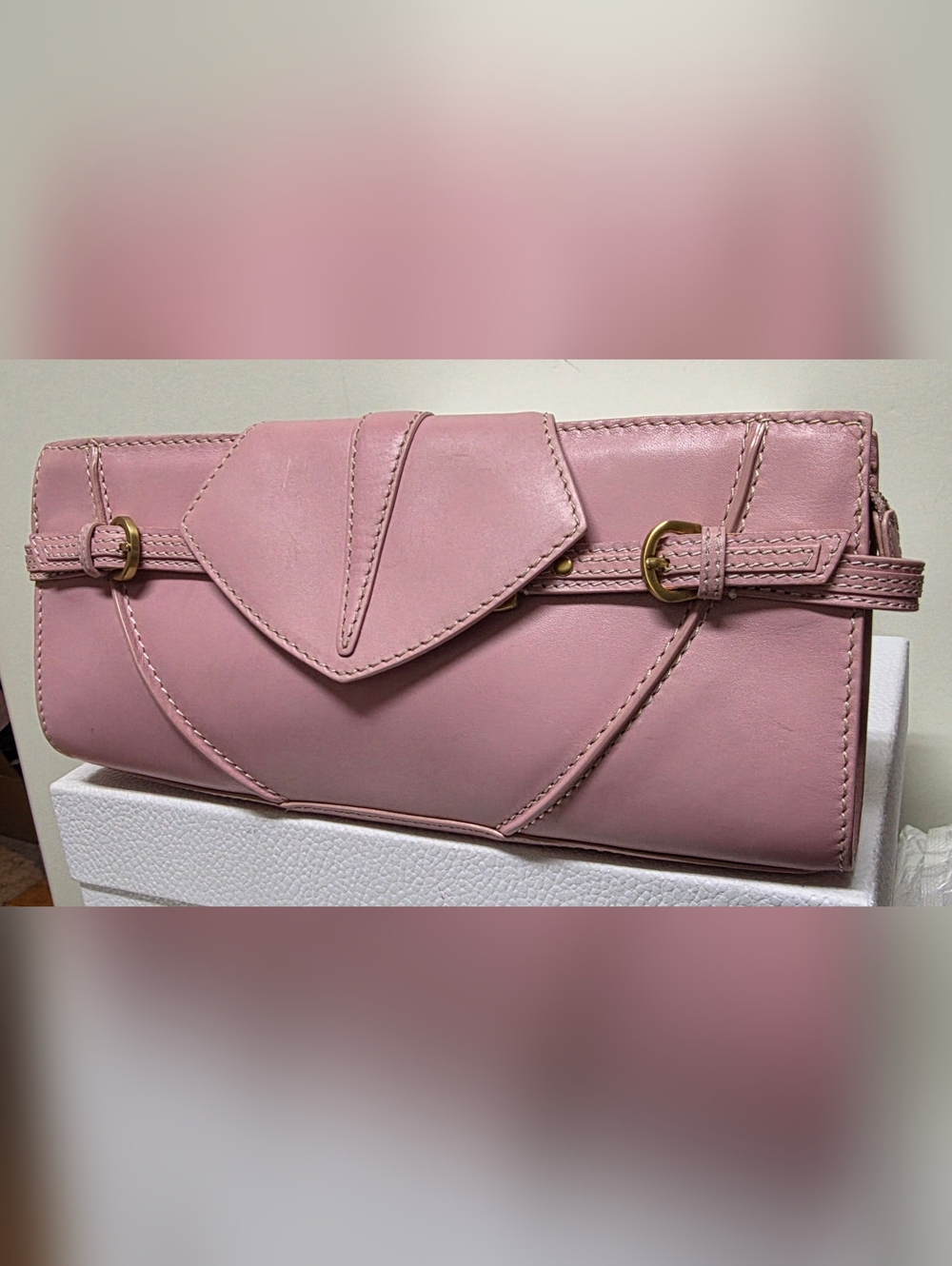 VIA SPIGA Pink Leather Clutch